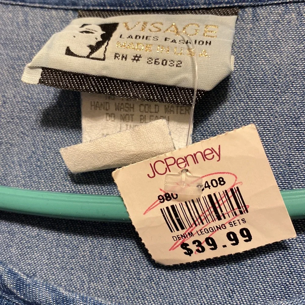 Vintage Ladies Fashion matching jean top and legging set bought back in the 90